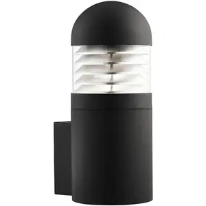 Настенный уличный светильник Bronx Outdoor Wall Light - черный металл, прозрачное стекло и поликарбонат E27 1 шт. Searchlight, Schwarz und Klar