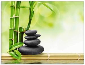 Стеклянная картина Artland Spa Konzept Zen Basaltsteine, 60x45x2 см, зеленый