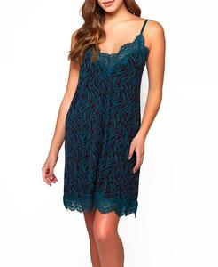 Женская сорочка из джерси с принтом «зебра» с кружевной отделкой и регулируемыми бретелями iCollection, зеленый