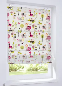 Цветная рулонная штора Safari с люверсами, детская римская штора с изображением животных, светофильтрующая и непрозрачная, размер 80 х 130 см Kutti