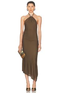 Платье с бретелью на шее The Attico, Military Green