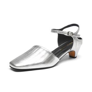 Женские повседневные туфли ZHR на каблуке 4,5 см, серебристые