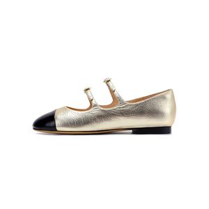 Туфли Мэри Джейн на массивном каблуке HARSON, светло-золотисто-черные