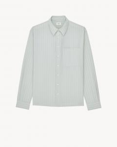 Рубашка из полосатого хлопка SAINT LAURENT, зеленый