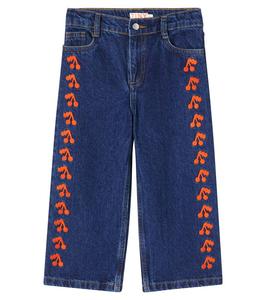Джинсы с вышивкой вишни Tinycottons, Denim