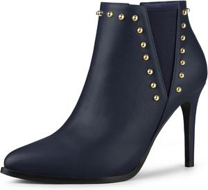 Женские туфли-лодочки на шпильке Allegra K с заостренным носком и ботильоны Chelsea, Navy Blue