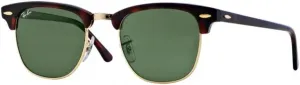 Солнцезащитные очки Ray Ban RB3016 Clubmaster, оправа черепахового цвета, зеленые линзы Ray-Ban, Tortoise / Arista