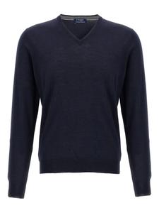 Вязаный джемпер с V-образным вырезом Barba, синий