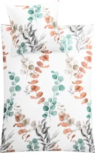 Комплект постельного белья Satin Bedding Set, FABALES Eucalyptus, 135 x 200 см и 80 x 80 см Kleine Wolke