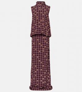 Платье из крепа с принтом и декором Dries Van Noten, Auber