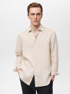 Рубашка Parrot Linen Regular Fit Mango, Beige