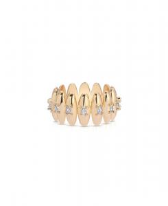 Кольцо с овальным куполом и огранкой багет ETTIKA, Gold