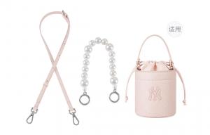 Сумка на микрофибре с ремнем для женщин, розовая, белая Lan Bao Fan, розовая кожаная пряжка с серебряной пластиной 100 см + ручная жемчужная застежка-бесконечность серебро 32 см