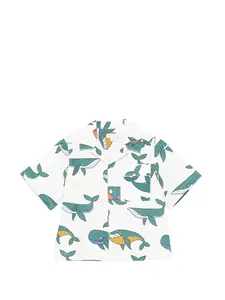 Рубашка с принтом китов и карманом Stella Mccartney Kids, зеленый