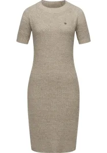 Трикотажное платье "Рэгвир" "Коля", женское платье миди с короткими рукавами в вязаном виде Ragwear, цвет Bone