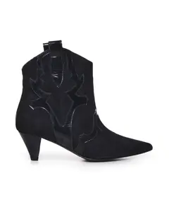 Замшевые ботильоны с лаковой вышивкой Marc Ellis, черный