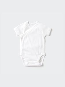 Боди для новорожденных с круглым вырезом и короткими рукавами Uniqlo, цвет 00 белый