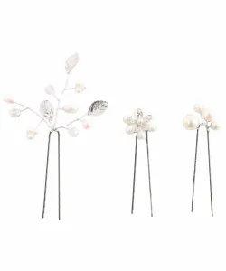 Набор заколок с цветочным мотивом Pourvous, цвет Silver