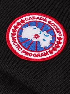 Шапка-бини из шерсти мериноса с аппликацией логотипа CANADA GOOSE, черный
