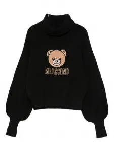 Водолазка с вышивкой Тедди Moschino Kids, черный