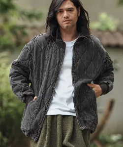 Mj10839 - Оригинальная стеганая джинсовая куртка с высоким воротником Cambio, цвет Black