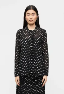 Блузка в горошек со складками и бантом на пуговицах Michael Michael Kors, Black/White