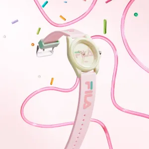 Часы женские кварцевые на силиконовом ремешке с белым циферблатом FILA, [first lotus красный]-6568-009