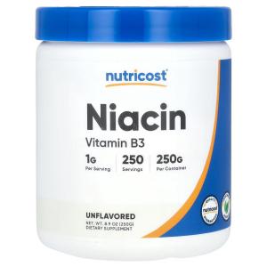 Ниацин, без вкуса, 8,9 унции (250 г) Nutricost