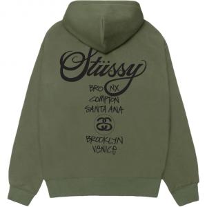 Пигментированный худи world tour Stussy, зеленый