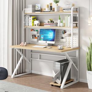 Компьютерный стол Xinmeikai 100x60 см, белый + светлый орех [сетчатая панель], с полкой