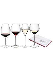 Дегустационный набор из 4 предметов, включая набор стаканов и полировочную салфетку Veloce прозрачного цвета RIEDEL Glas
