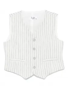 Льняной жилет в полоску Il Gufo, серый