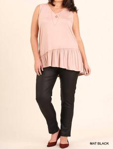 Металлические узкие прямые брюки Plus Jegging матового черного цвета umgee