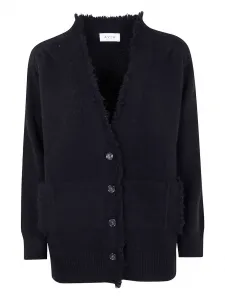 Кардиган с V-образным вырезом и бахромой Aviù, черный
