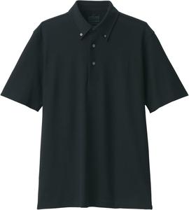 Мужская поло-рубашка MUJI Cool UV-Cut Pique Knit с коротким рукавом и защитой от УФ-излучения (AB1M8A5S), черный