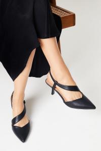 Асимметричные туфли-лодочки Evelyn на каблуке-рюмке с открытой пяткой Wallis, черный