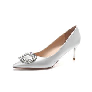 Женские туфли на тонком каблуке и высоком каблуке QITUMAUL, Silver[Heel Height 6.5Cm]