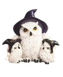 Статуэтка совы из 3 человек высотой 5,25 дюйма, украшение для дома, идеальный подарок на новоселье, праздники и дни рождения Fc Design, white