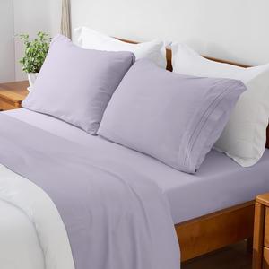 Mellanni Комплект постельного белья, полный размер, 4 простыни и 5 пододеяльников, гостиничный, лавандовый и белый