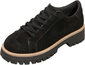 Оксфордские туфли для женщин с блестками, праздничные туфли на шнуровке, повседневные туфли на массивном каблуке, тканевые туфли с блестящей отделкой Generic, B02-Black