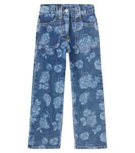 Джинсы прямого кроя с цветочным принтом Monnalisa, Dark Stone Denim