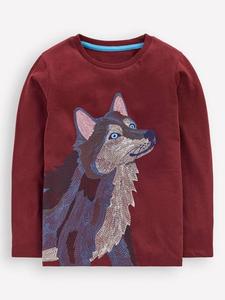 Детская хлопковая футболка с длинными рукавами Superstitch Mini Boden, Port Wolf