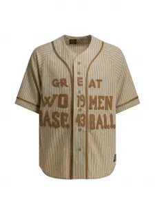 Рубашка в тонкую полоску с короткими рукавами Kapital, бежевый