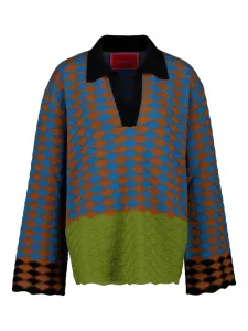 Топ из шерсти с геометрическим узором La Doublej, синий