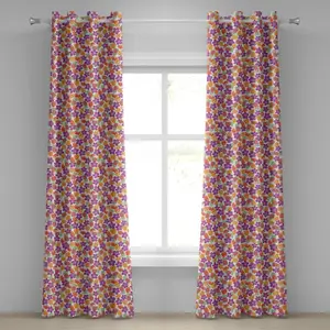 Штора на люверсах ABAKUHAUS Ананас, яркий цветной принт, натуральные листья, цветы гибискуса, ананас, тропические Гавайи, декоративные двухпанельные шторы, 280 см x 175 см, разноцветные Abakuhaus