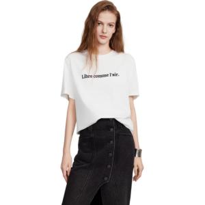 ELLE Футболка Women's White Crew Neck Moderate Straight Fit