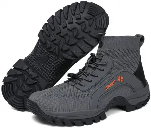 Мужские походные кроссовки для улицы с дышащей сеткой, для бега по тропам, удобные водонепроницаемые трекинговые туфли, легкие походные ботинки без шнурков для плавания и водных видов спорта Qacksv, серый