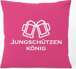 Подушка для дивана Huuraa "Юный стрелок-король", подарок на фестиваль стрельбы, 40x40 см, с хлопковым наполнителем цвета фуксии, сувенир "Юный стрелок-король" Hellweg Druckerei