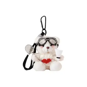 Плюшевый кулон спортсмен бадминтон медвежонок 12см высота XTHOT