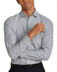 Рубашка для поездок на работу с полуоткрытым воротником, приталенного кроя, на пуговицах. Rhone, серый